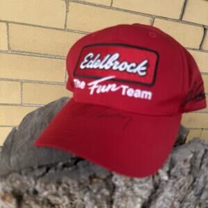 Vintage Edelbrock Hat “The Fun Team” Red SnapBack Sports Specialities Signed